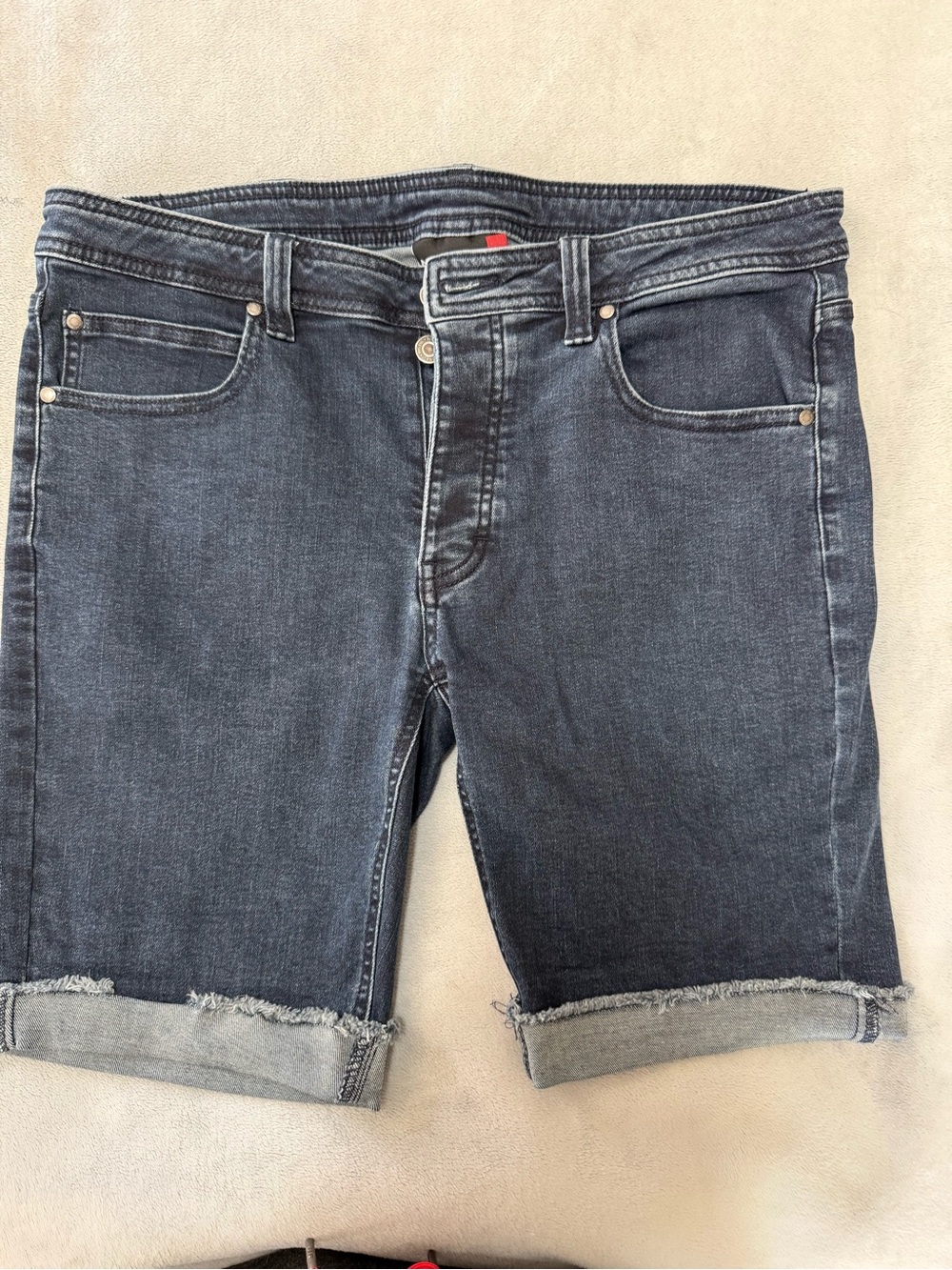 Nasty Pig Blue Denim Cut-off Button Fly Shorts. Waist 34